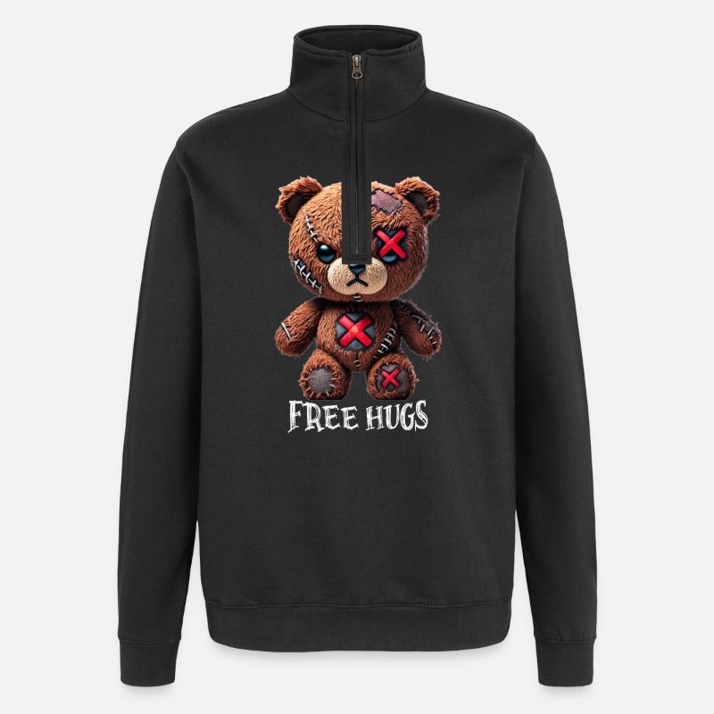 Kostenlose Umarmungen Teddybär - Quarter-Zip-Sweatshirt - Schwarz