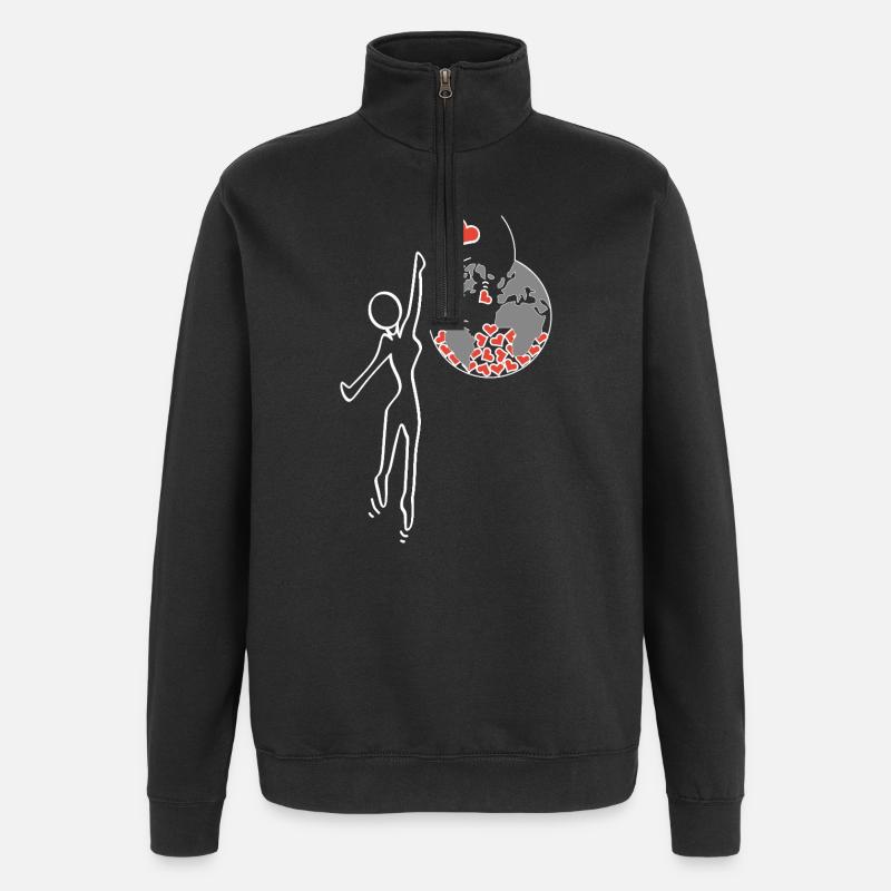 Donnez de l’amour - Sweat à zip 1/4 - noir