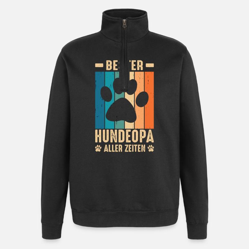 Hundeopa Geschenke Hundeliebhaber Hunde - Quarter-Zip-Sweatshirt - Schwarz
