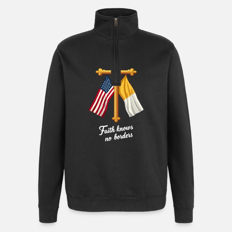 American and Vatican Flag - Quarter-Zip Sweatshirt - black