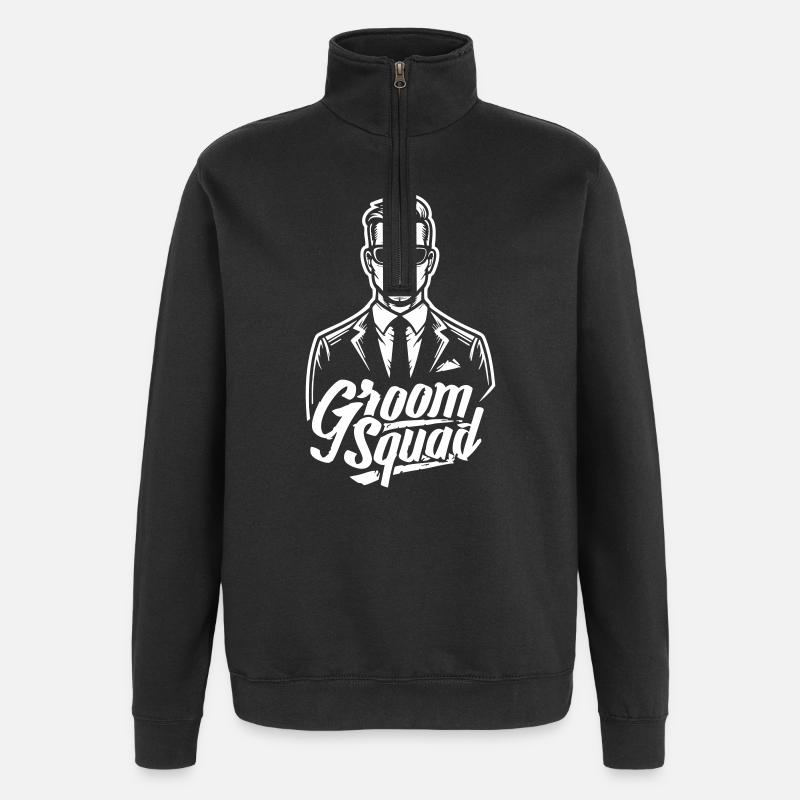 Bräutigam „Groom Squad“-Motiv im Retro-Design - Quarter-Zip-Sweatshirt - Schwarz