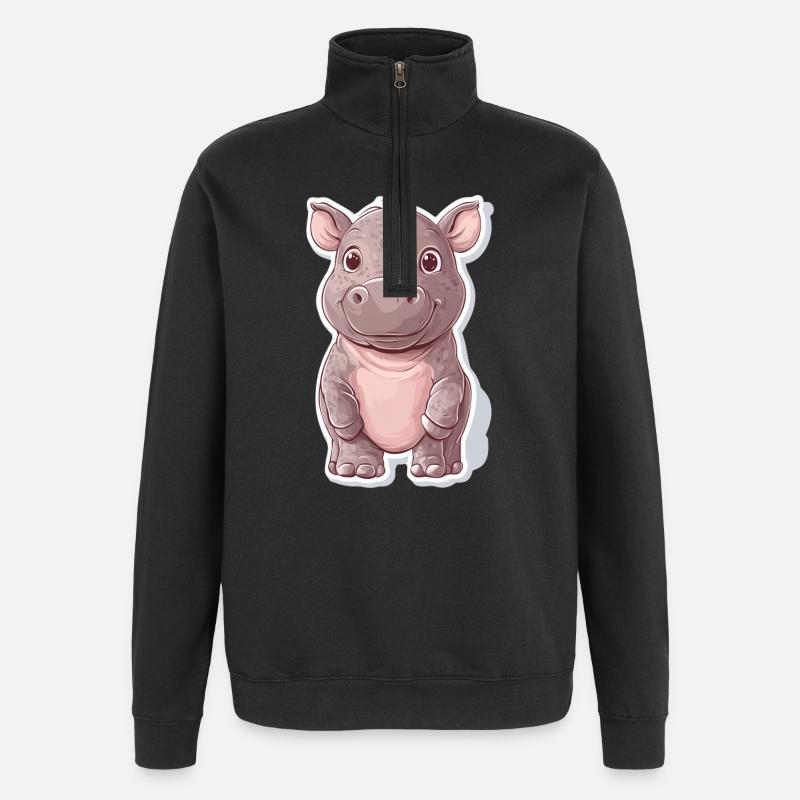 Nilpferd - Quarter-Zip-Sweatshirt - Schwarz