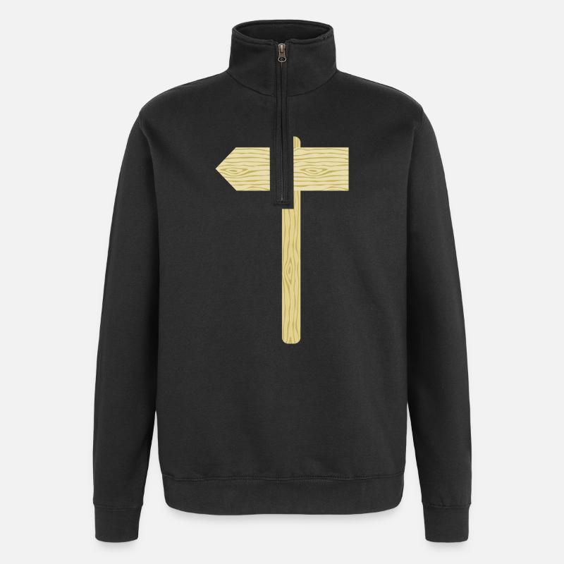 Rustikale hölzerne Wegweiser-Illustration - Quarter-Zip-Sweatshirt - Schwarz