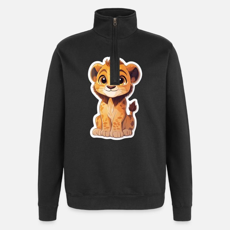 Löwe - Quarter-Zip-Sweatshirt - Schwarz