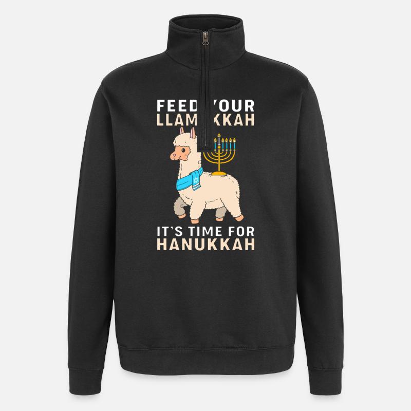 Hanoukka Hanoukka Hanoukka Lama - Sweat à zip 1/4 - noir