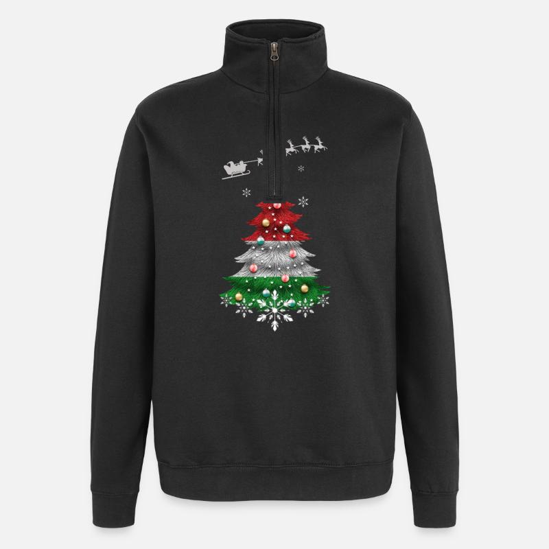 Christmas tree with Hungary flag - Quarter-Zip Sweatshirt - black