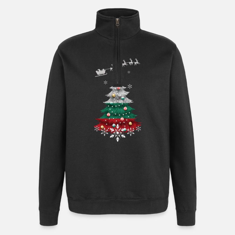 Weihnachtsbaum mit bulgarischer Flagge - Quarter-Zip-Sweatshirt - Schwarz