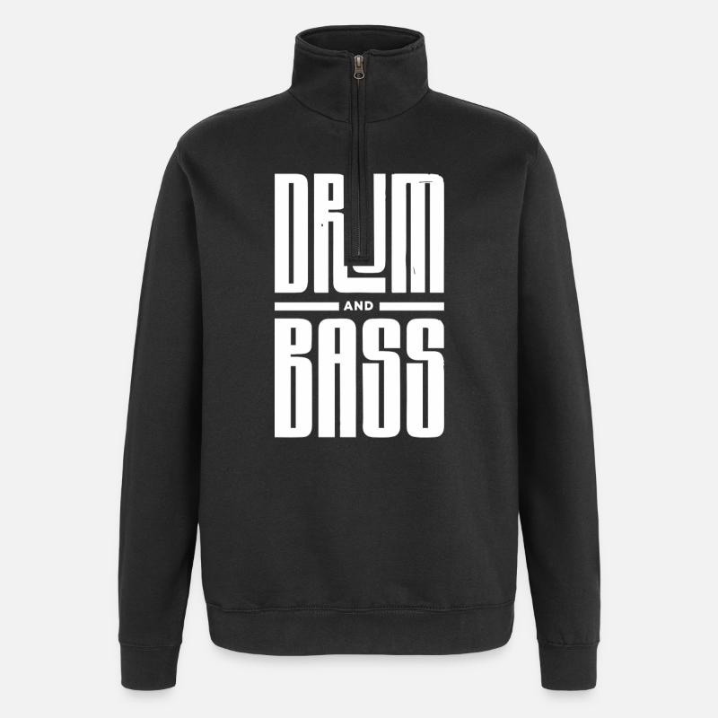 Drum and Bass Typographie audacieuse - Sweat à zip 1/4 - noir
