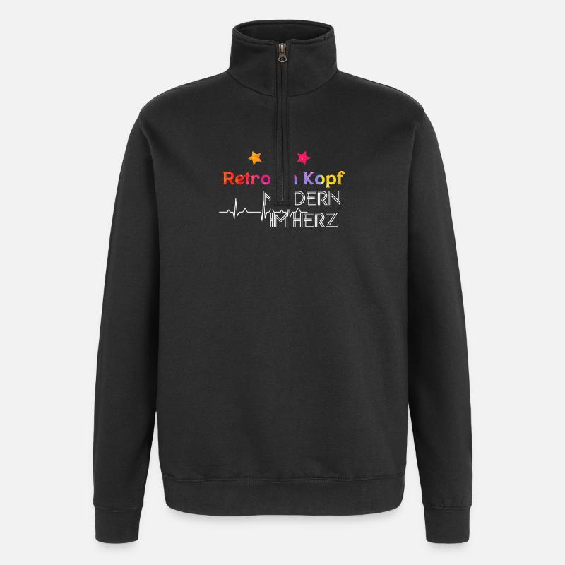 Retro Head, Modern Heart - Quarter-Zip Sweatshirt - black