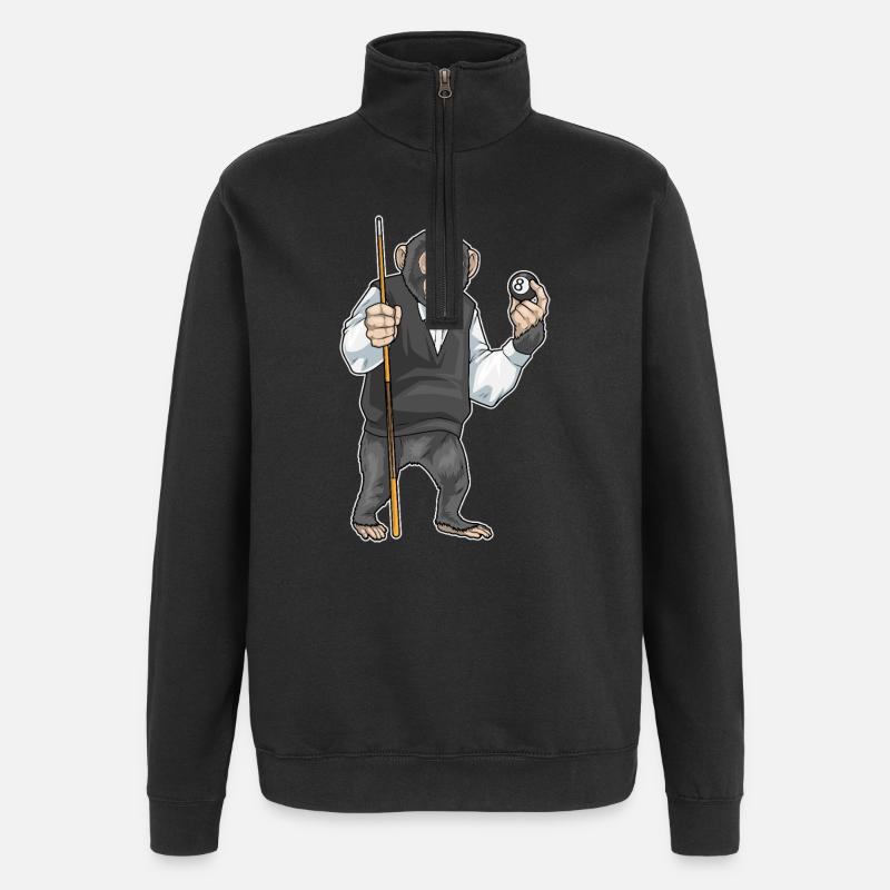 Monkey Billiard Cue Sport - Quarter-Zip Sweatshirt - black