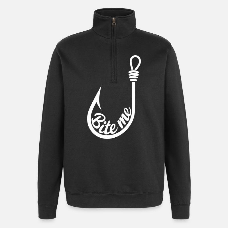 Bite Me Lure Hook Design - Quarter-Zip Sweatshirt - black