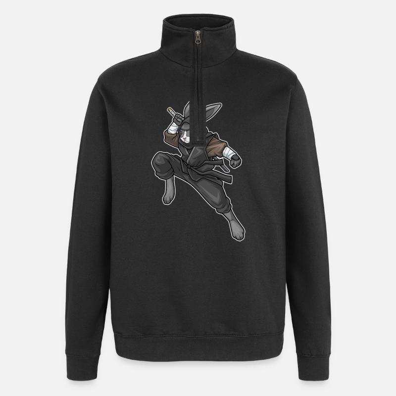 Arts martiaux ninja Bunny - Sweat à zip 1/4 - noir