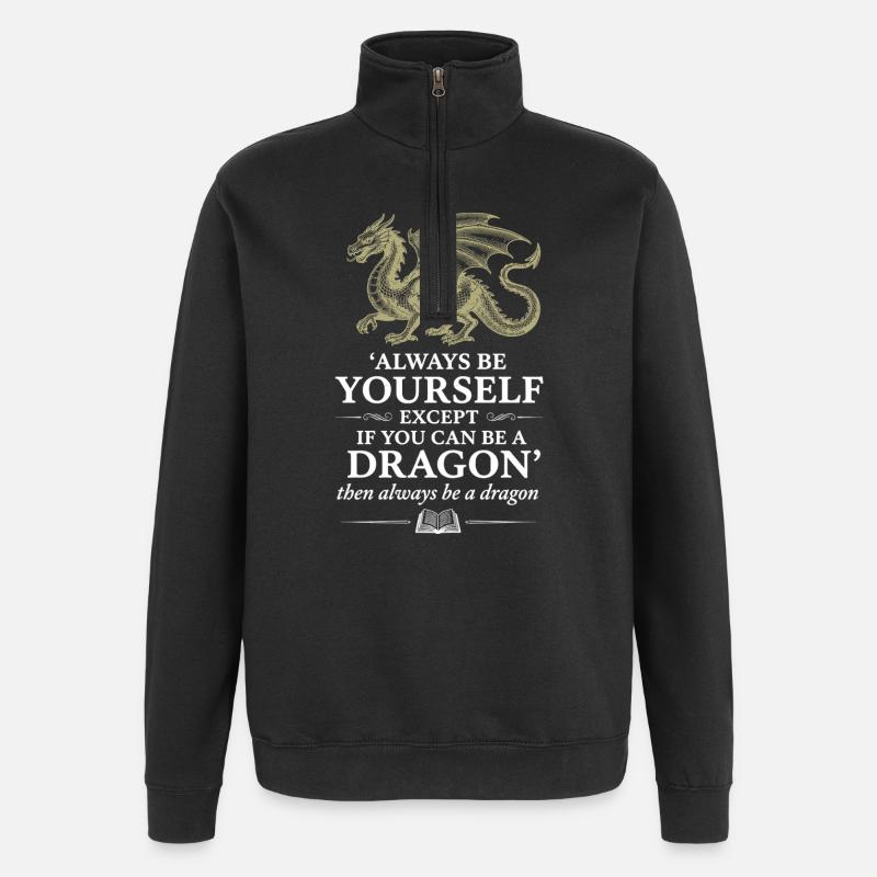 Dragecitat – Fantasy Saying Design - Sweatshirt med 1/4 lynlås - sort