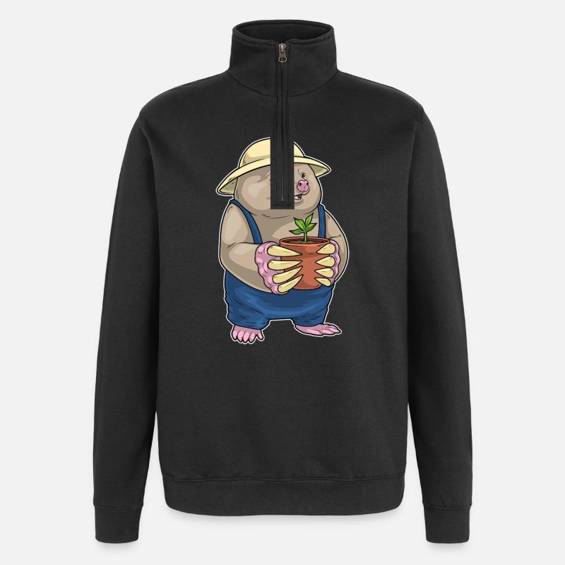 Maulwurf Gärtner Pflanze Garten - Quarter-Zip-Sweatshirt - Schwarz