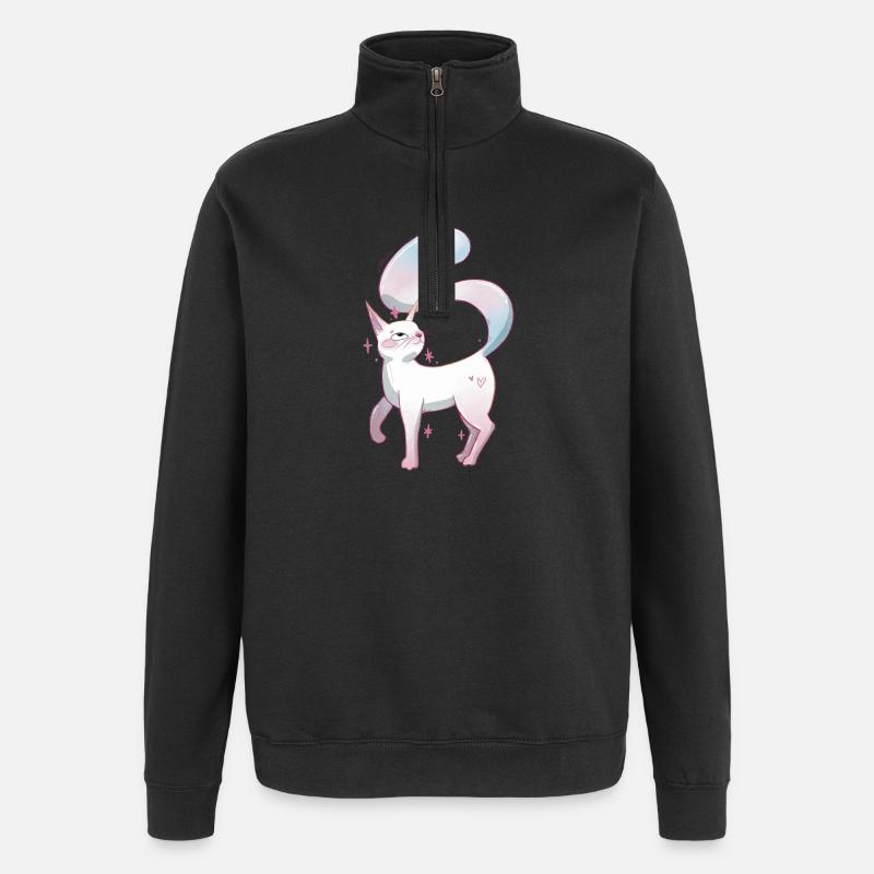 Fierté trans de chat mignon - Sweat à zip 1/4 - noir