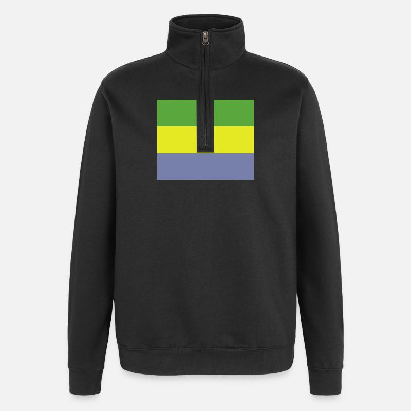 Drapeau gabonais - Sweat à zip 1/4 - noir