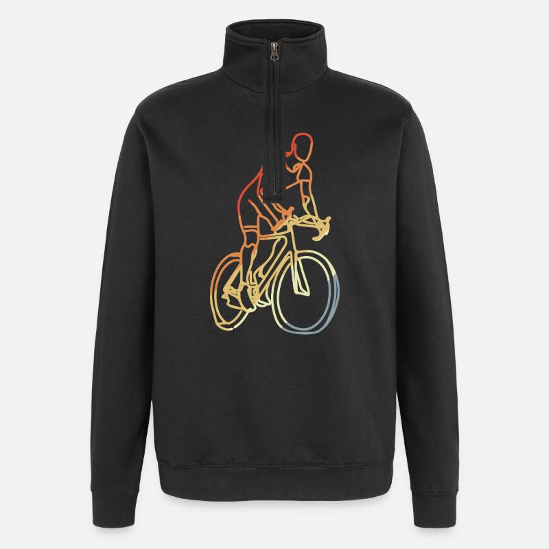 Radfahrer Retro - Quarter-Zip-Sweatshirt - Schwarz