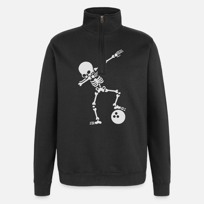 Dab skeleton dabbing bowling ball - Quarter-Zip Sweatshirt - black