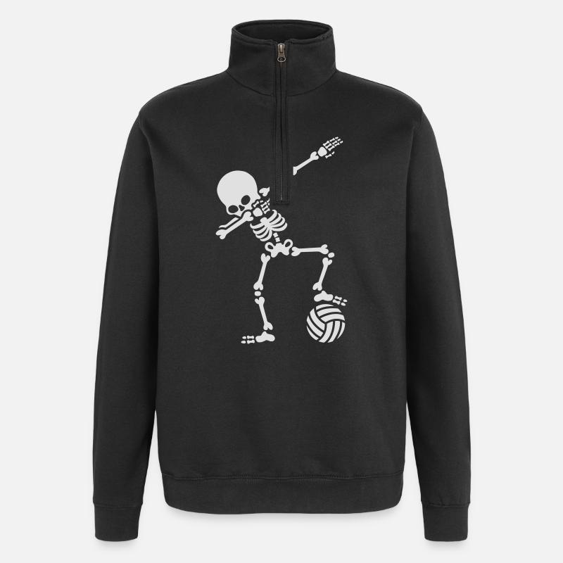 Dab dabbing skeleton (beach) volleyball - Sweat à zip 1/4 - noir