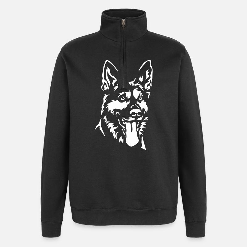 Deutscher Schäferhund Kopf - Quarter-Zip-Sweatshirt - Schwarz