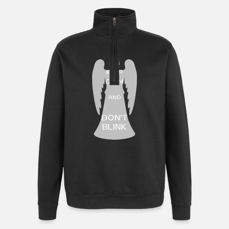 Keep calm and don't blink [ange gris] - Sweat à zip 1/4 - noir