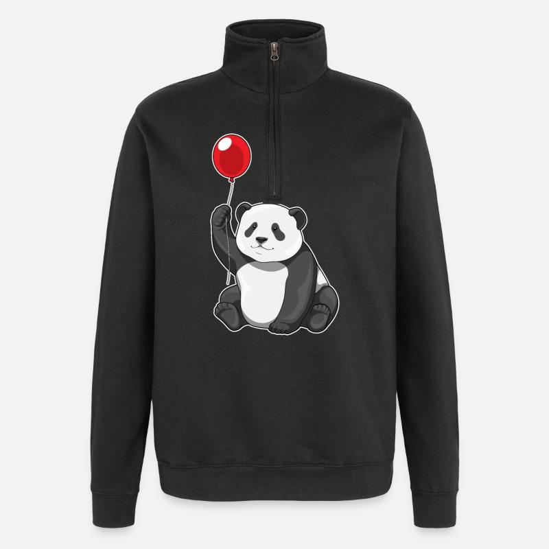 Ballon Panda - Sweat à zip 1/4 - noir