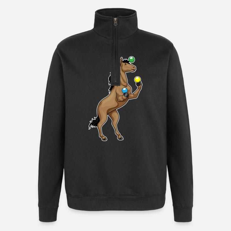 Jongleur de cheval - Sweat à zip 1/4 - noir