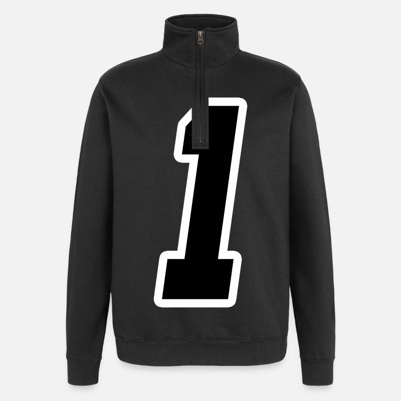 Nummer Eins 1 - Quarter-Zip-Sweatshirt - Schwarz