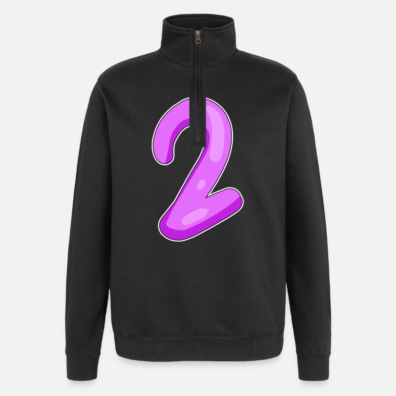 Deux - 2 - Nombre - Sweat à zip 1/4 - noir