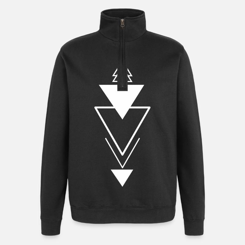 Symbole triangulaire (blanc) - Sweat à zip 1/4 - noir