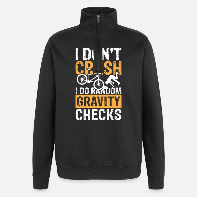 I do random gravity checks - Quarter-Zip-Sweatshirt - Schwarz