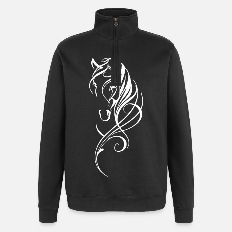 Cheval abstrait blanc - Sweat à zip 1/4 - noir