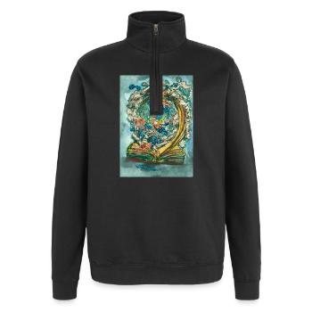 Roman magique - Sweat à zip 1/4 - noir - Devant - AI Model Female 172 light (172cm) & AI Model Male 178 dark (178cm)
