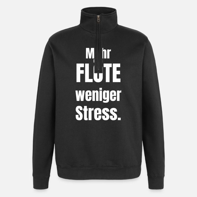 More flute, less stress - Quarter-Zip Sweatshirt - black