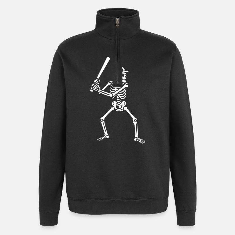 Skeleton playing Baseball gift - Quarter-Zip Sweatshirt - black
