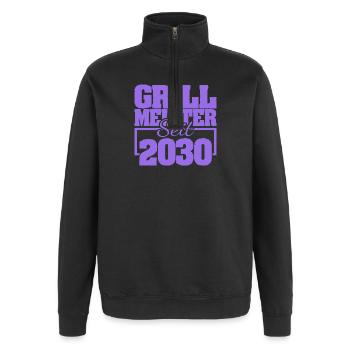 2030 - Quarter-Zip Sweatshirt - black - Front - AI Model Female 172 light (172cm) & AI Model Male 178 dark (178cm)