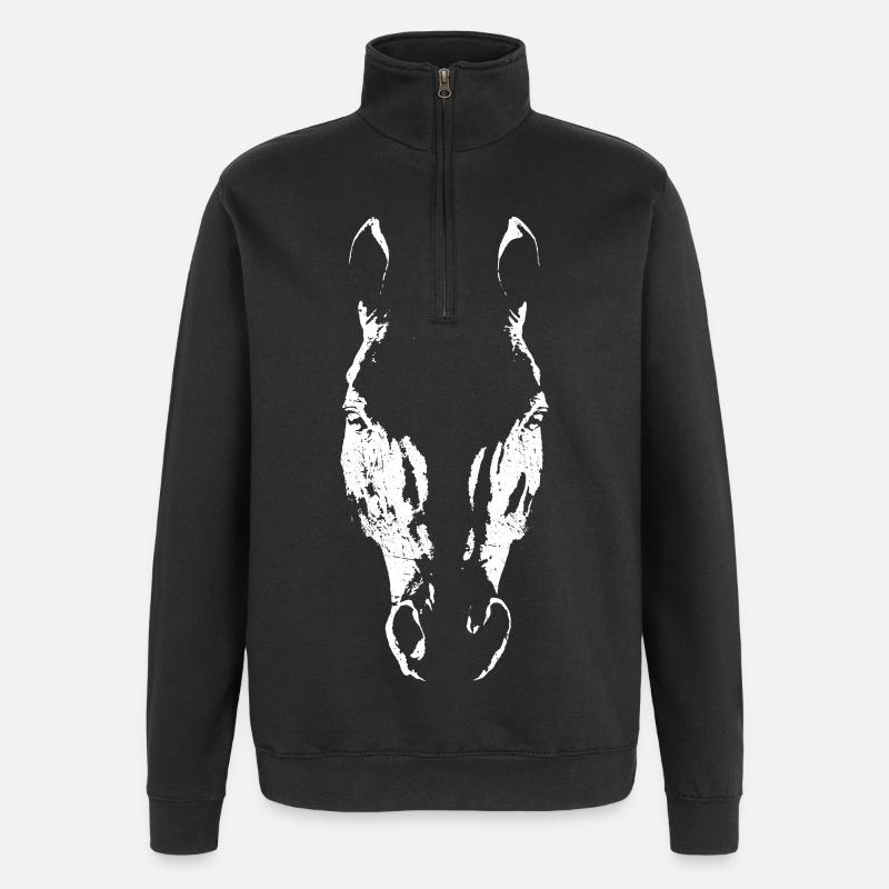 Minimalistische Pferdekopf-Silhouette - Quarter-Zip-Sweatshirt - Schwarz