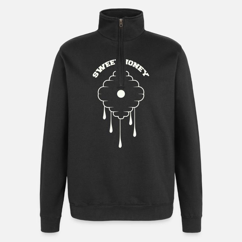 Conception de goutte en nid d’abeille - Sweat à zip 1/4 - noir
