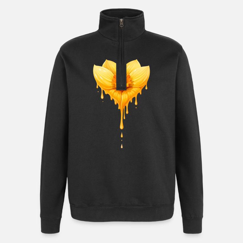 Daffodil Flower Heart Shape Illustration - Quarter-Zip Sweatshirt - black