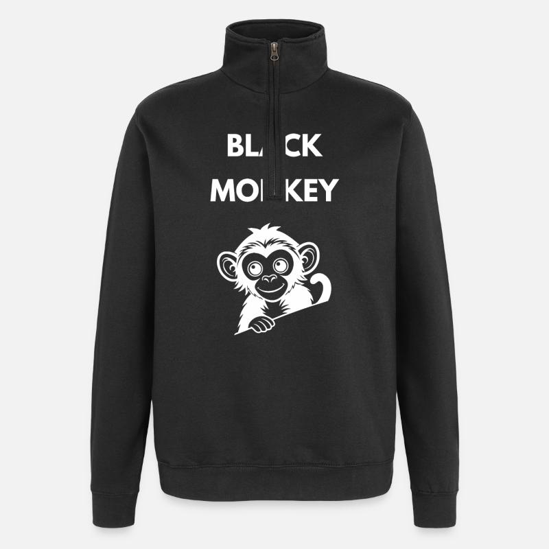 Singe Noir - Sweat à zip 1/4 - noir