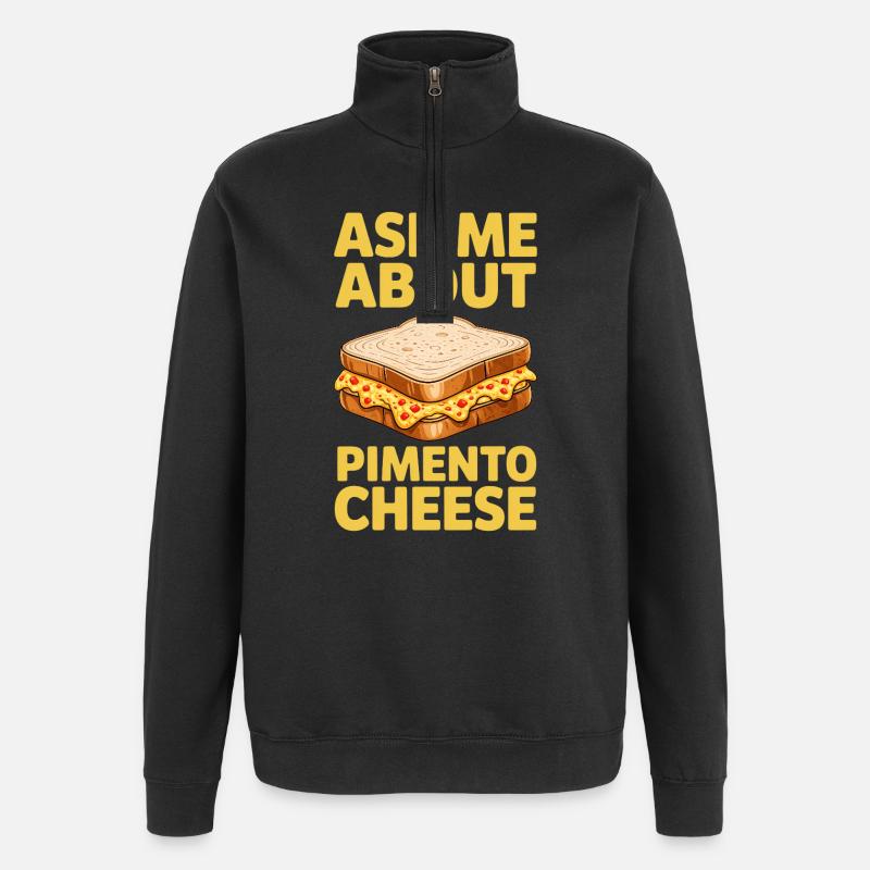 Pimento Cheese Sandwich Allspice Cheese Gift - Quarter-Zip Sweatshirt - black