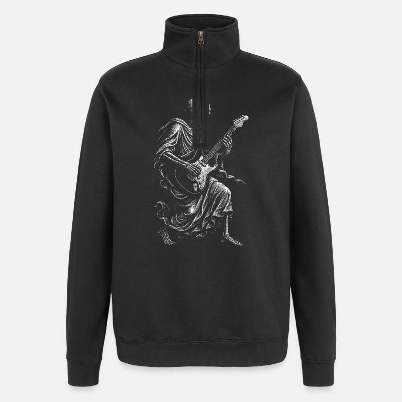 Skeleton Rock Gitarre - Quarter-Zip-Sweatshirt - Schwarz