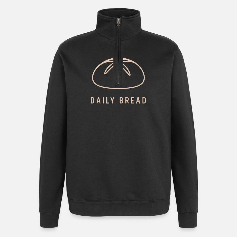 Daily Bread Minimal-Emblem - Quarter-Zip-Sweatshirt - Schwarz