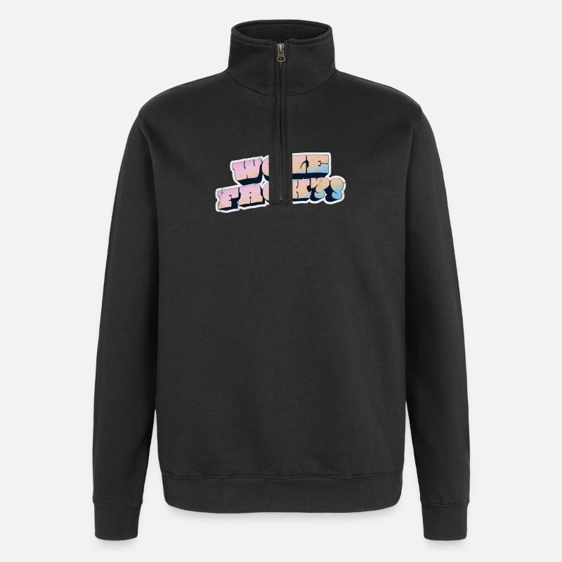 Wow Face Pastell Graffiti Stil - Quarter-Zip-Sweatshirt - Schwarz