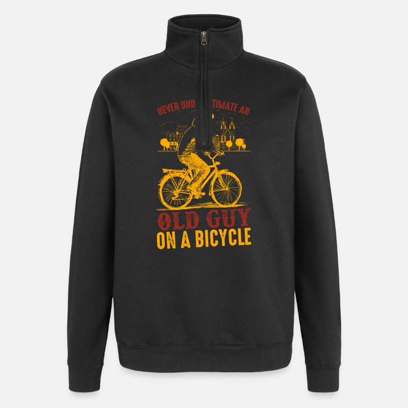 Never Underestimate Old Guy Bicycle - Quarter-Zip Sweatshirt - black