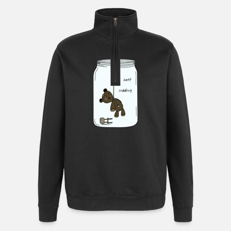 Je déteste les câlins - Sweat à zip 1/4 - noir