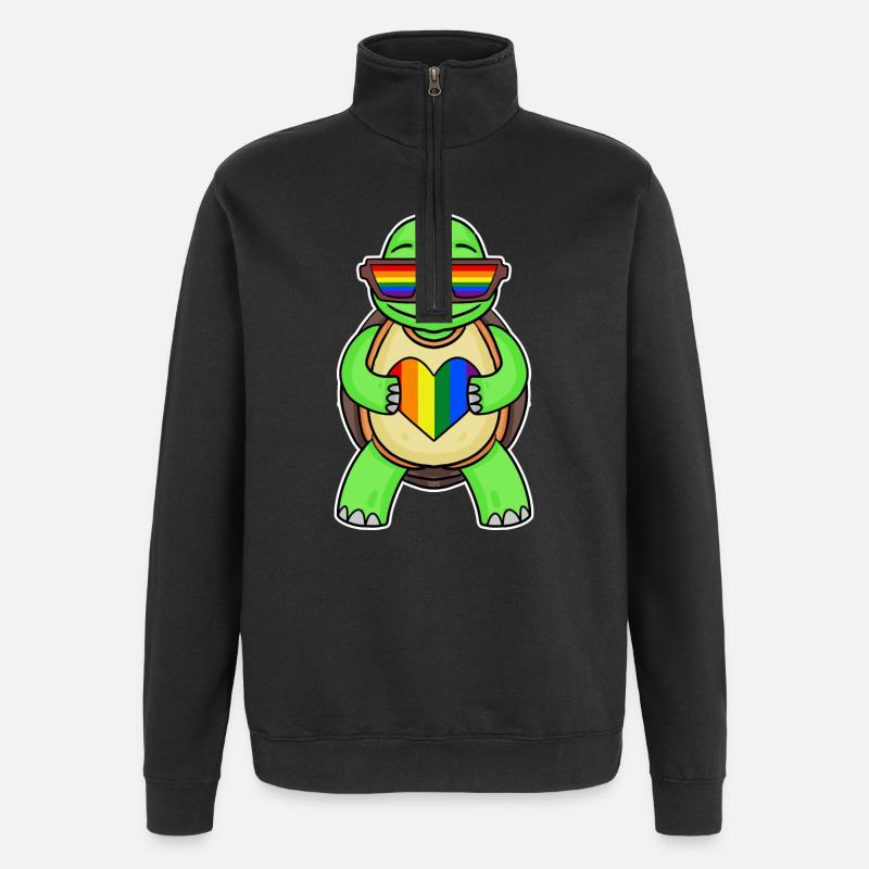 Regenbogen Schildkröte - Quarter-Zip-Sweatshirt - Schwarz