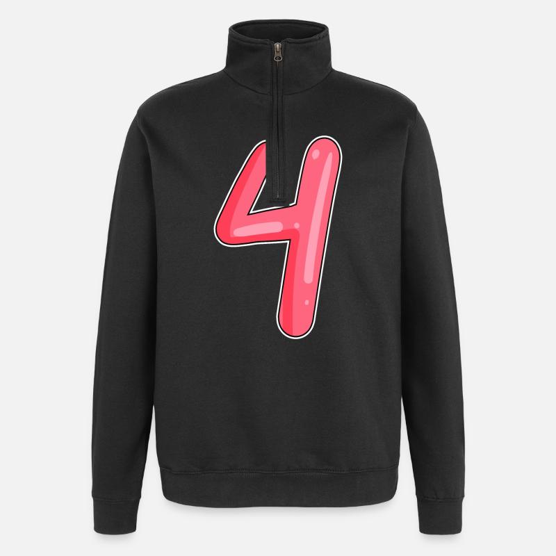 4 - Vier Zahl Nummer - Quarter-Zip-Sweatshirt - Schwarz