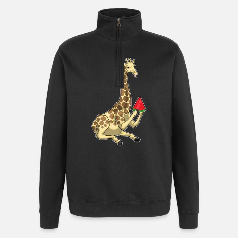 Giraffe Wassermelone - Quarter-Zip-Sweatshirt - Schwarz