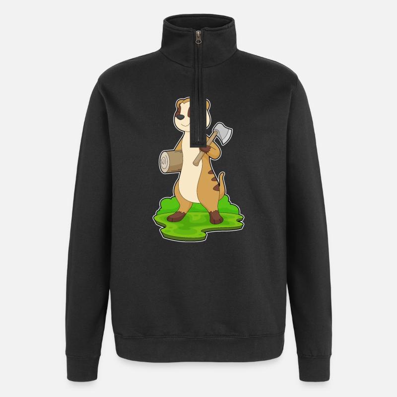 Hache de bûcheron suricate - Sweat à zip 1/4 - noir